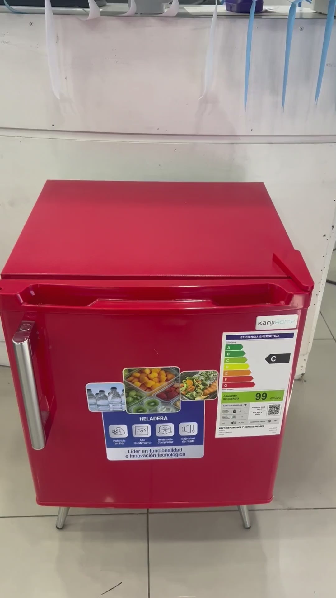 Heladera Frigobar Kanjihome Kjh-50vin-r Retro De 50lts Rojo