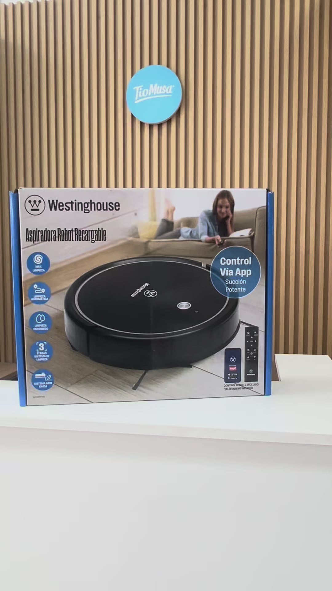 Aspiradora Robot Inteligente 3-en-1 Aspira Barre Trapea Westinghouse +wifi +app Tuya Negro